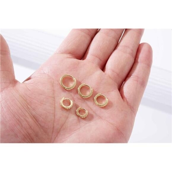 5 Pairs Tiny Gold Huggie Hoop Earrings for Women, Lightweight Cubic Zirconia - Picture 7 of 8